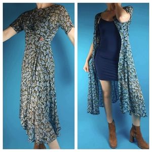 2 Pc Sheer 90's Floral Wrap Dress